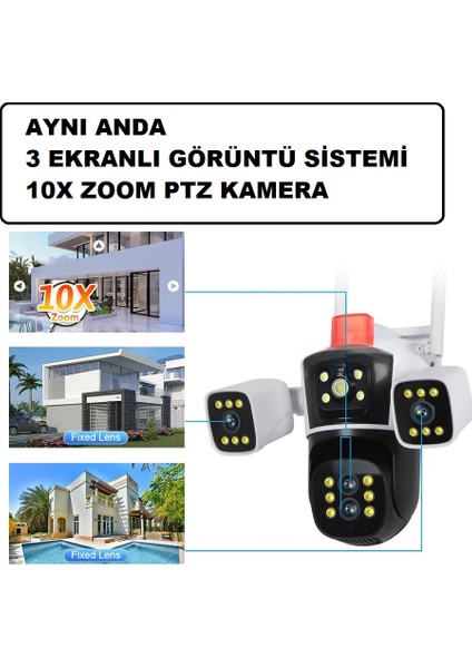 4 Kameralı 10X Hibrit Zoom Zoom Yeni Nesil Wifi Ptz Kamera