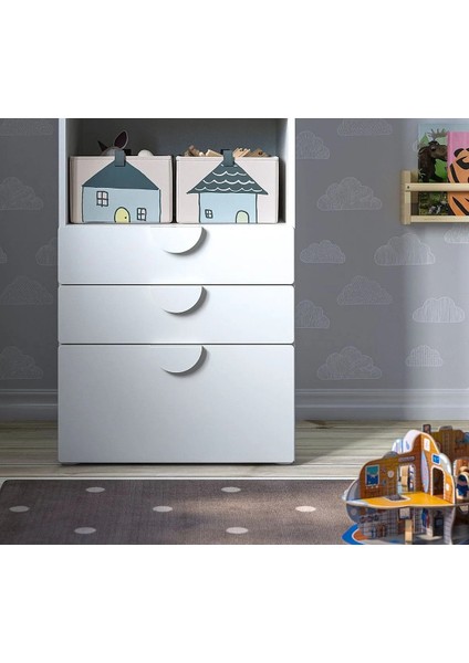 2 Parça Çocuk Odası Düzenleyici Kutu Seti 26 x 37 x 17 cm Ikea 2'li Set Ev Desenli Düzenleme Saklama Kutusu