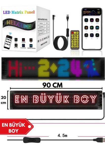 16X96+ Matrix Esnek LED Ekran Telefon Kontrollü Cama Yapışan Araba Ev Dükkan Ofis Bluetooth Tabela
