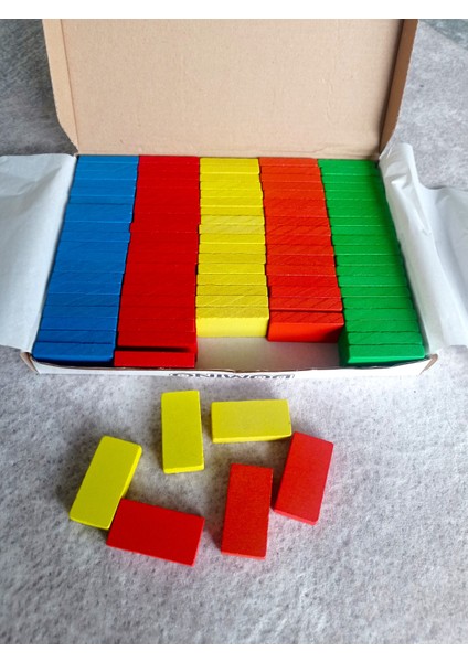 Renkli Ahşap Domino Taşı 100 Parça Bloklar