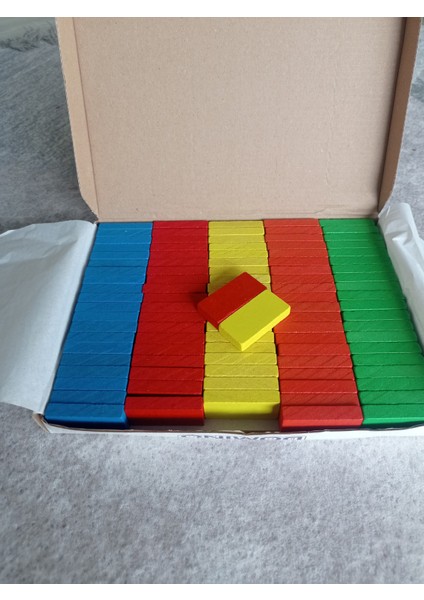 Renkli Ahşap Domino Taşı 100 Parça Bloklar modelleri