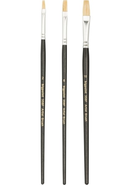 | 358F Serisi Düz Kesik Fırça Seti, 3'lü, No: 2, 6, 10, %100 Doğal Beyaz Bristle Kıl fiyatları