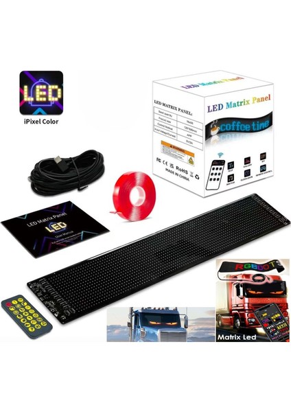 16X144 Matrix Esnek LED Ekran Telefon Kontrollü Cama Yapışan Araba Ev Dükkan Ofis Bluetooth Tabela