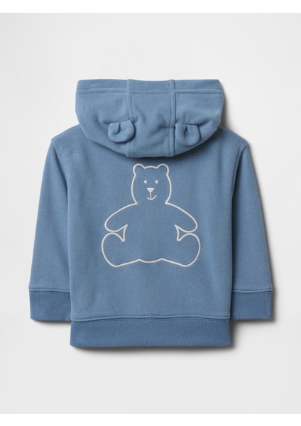 Bebek Mavi Gap Logo Fransız Havlu Kumaş Fermuarlı Sweatshirt