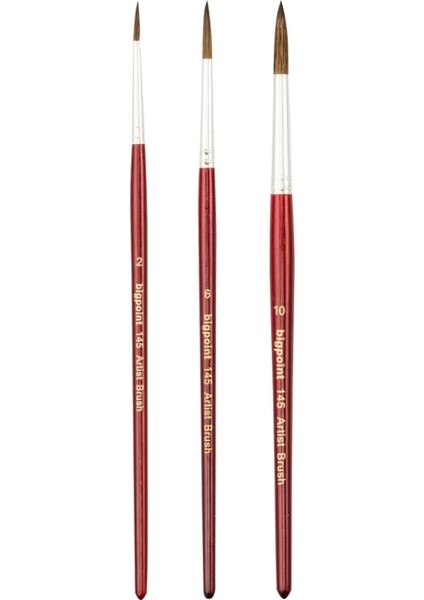 | 145 Serisi Yuvarlak Fırça Seti, 3'lü, No: 2, 6, 10, %100 Doğal Midilli Kılı fiyatları