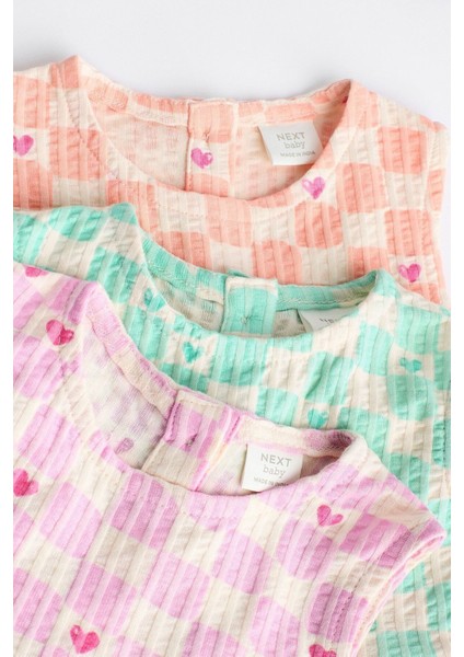 % 100 Pamuklu Pembe Pastel 3’lü Romper Set