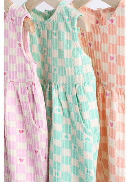 % 100 Pamuklu Pembe Pastel 3’lü Romper Set