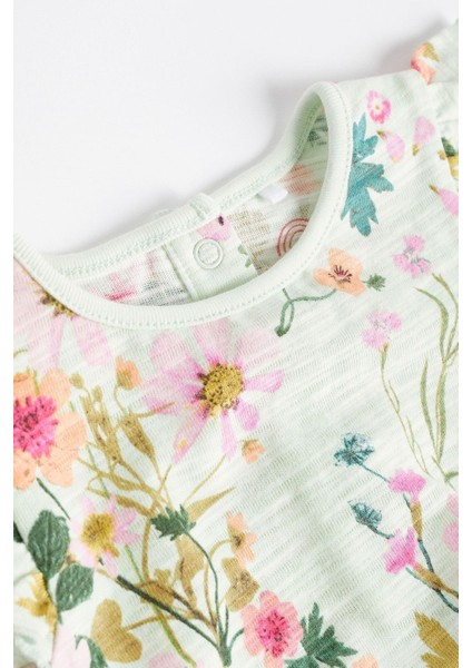 % 100 Pamuklu Leylak Moru Çiçek Desenli 3’lü Romper Set modelleri