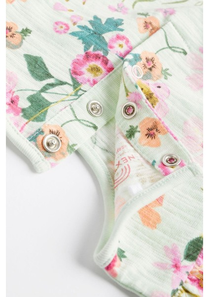 % 100 Pamuklu Leylak Moru Çiçek Desenli 3’lü Romper Set fırsatları