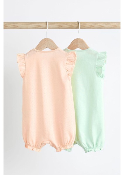 % 100 Pamuklu Pastel Pembe Animal Baskı Romper 2’li Set