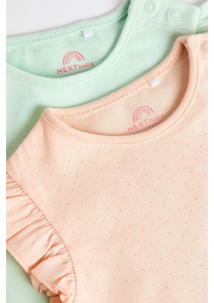 % 100 Pamuklu Pastel Pembe Animal Baskı Romper 2’li Set