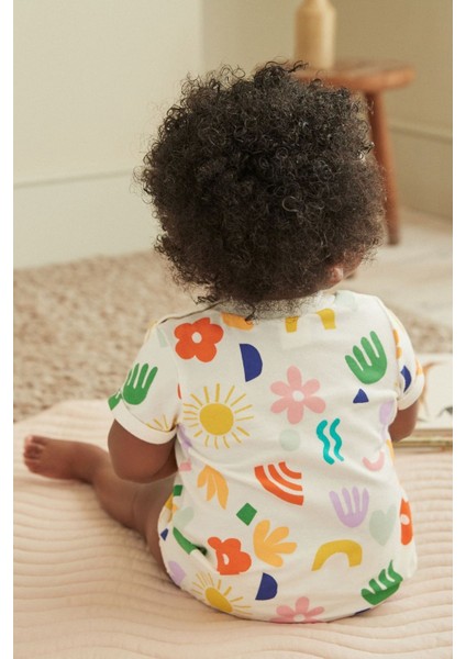 New % 100 Pamuklu Çoklu Parlak Baskı Romper 3’lü Set fiyatları