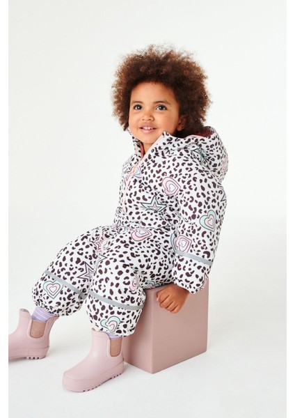 Multi Pastel Leopard Suya Dayanıklı Tam Polar Astarlı Kar Tulumu
