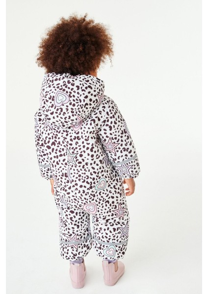 Multi Pastel Leopard Suya Dayanıklı Tam Polar Astarlı Kar Tulumu