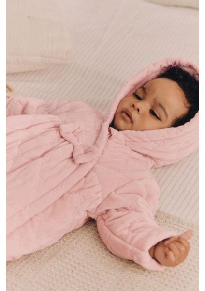 Pembe Tam Polar Astarlı Kapitone Astronot Tulum modelleri