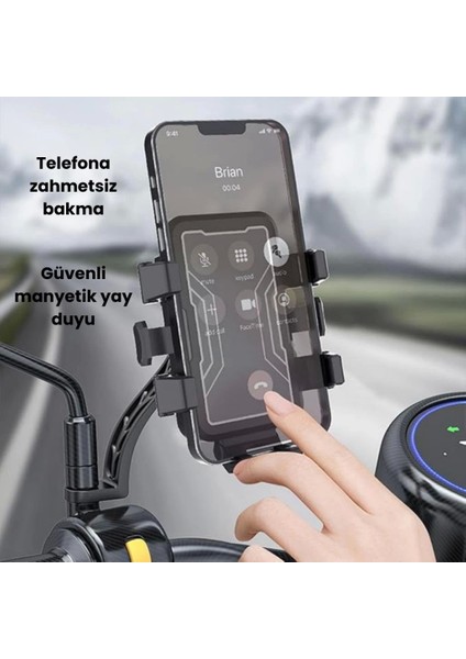 Motosiklet, Scooter, Bisiklet Uyumlu Ultra Aynaya Takılan Motorsiklet Telefon Tutucu
