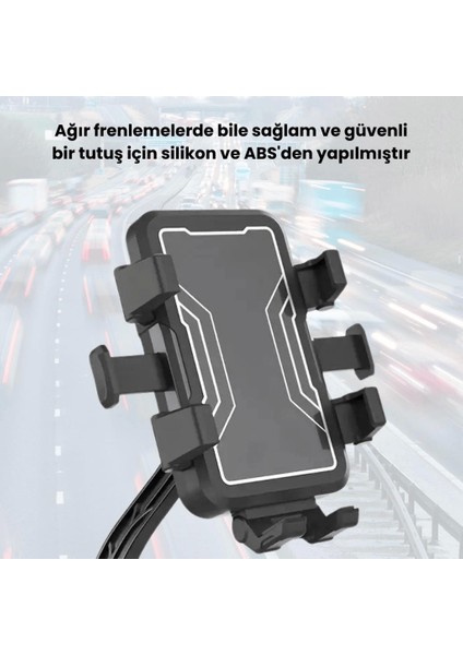 Motosiklet, Scooter, Bisiklet Uyumlu Ultra Aynaya Takılan Motorsiklet Telefon Tutucu
