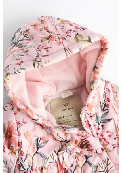 Pembe Çiçek Desenli Tam Polar Astarlı Kapitone Astronot Tulum fırsatları