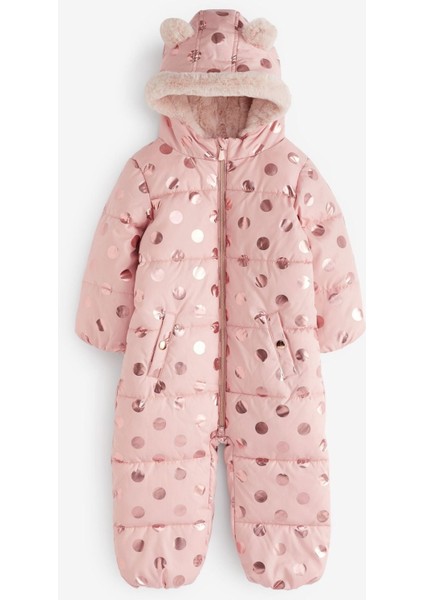 Pink Tam Polar Astarlı Suya Dayanıklı Kar Tulumu