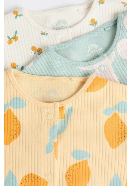 % 100 Pamuklu Sarı Limon Çiçek Desenli 3’lü Tulum Set fırsatları