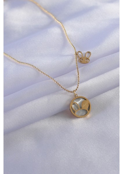 316L Çelik Gold Renk Tavşan Model Kadın Kolye fiyatları