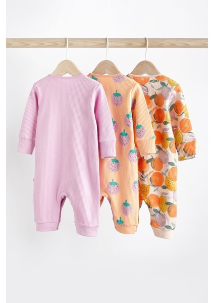 % 100 Pamuklu Lila Turuncu Meyve Desenli 3’lü Tulum Set fiyatları