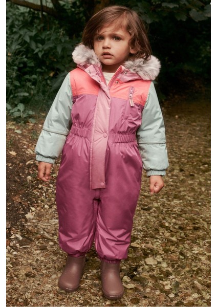 Pembe Su Geçirmez Renkli Kar Tulumu