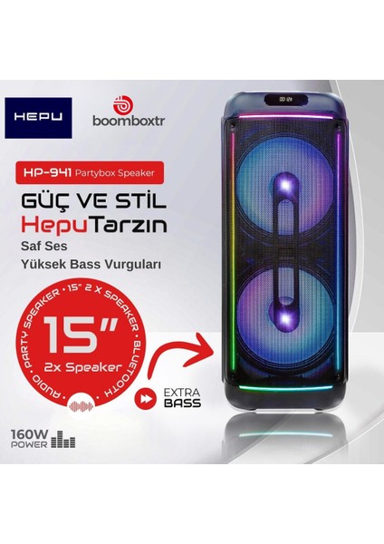 Hp 941 Taşınabilir 160 W Rms Bluetooth Parti Hoparlörü 2*15 Inc Woofer High Bass modelleri