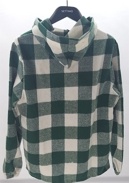 Yeşil Kanguru Cepli ve Kapüşonlu Kareli Oduncu Gömlek fırsatları