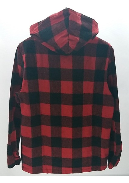 Kırmızı Kanguru Cepli ve Kapüşonlu Kareli Oduncu Gömlek fiyatları