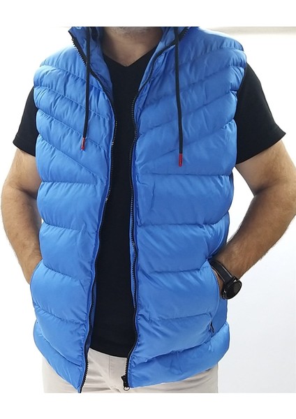 Mavi Kapüşonlu Şişme Yelek