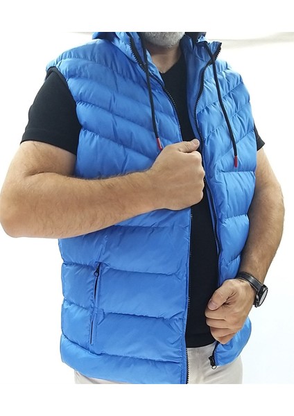 Mavi Kapüşonlu Şişme Yelek
