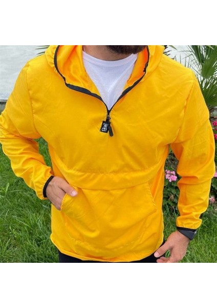 Unısex Hardal Kapüşonlu Yağmurluk. modelleri