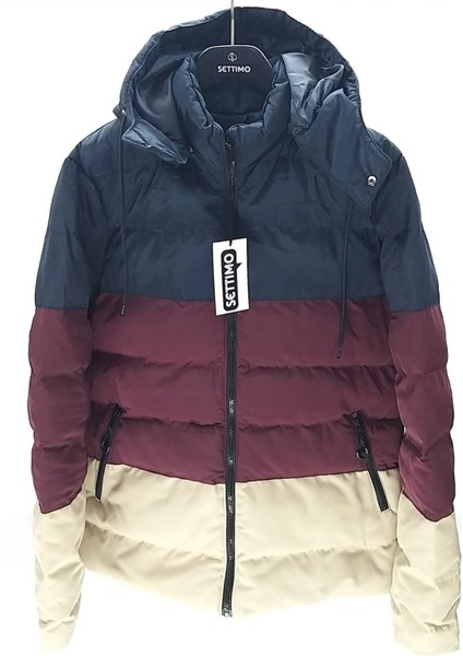 Bordo Kapüşonlu Şişme Mont modelleri