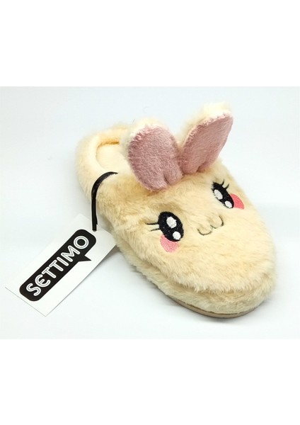 Ekru Tavşan Figürlü Panduf Ev Terliği modelleri