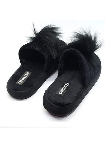 Siyah Peluş Ev Terliği modelleri