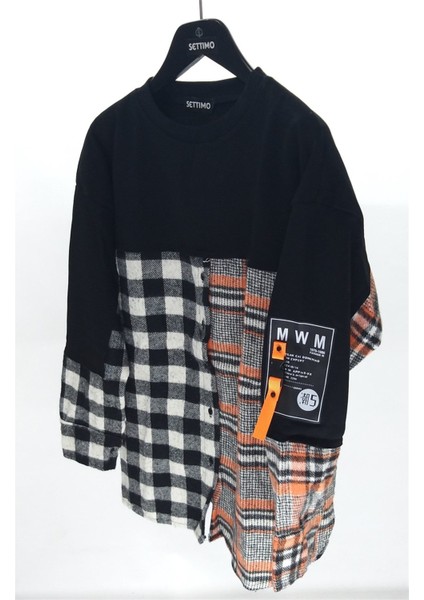 Settimo-Lsk Siyah Ekose Detaylı Sweatshirt