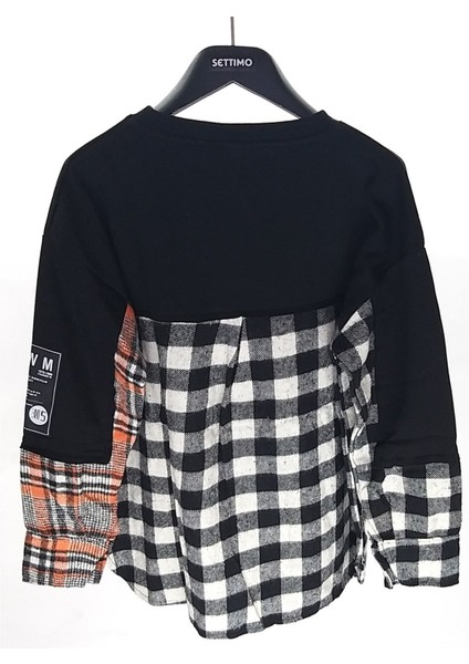 Settimo-Lsk Siyah Ekose Detaylı Sweatshirt