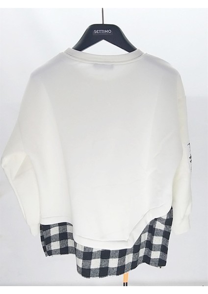Settimo-Lsk Beyaz Ekose Detay Aksesuarlı Sweatshirt fiyatları
