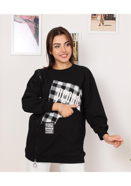 Settimo-Lsk Siyah Bisiklet Yaka Nakış Detaylı Ekose Tunik fiyatları