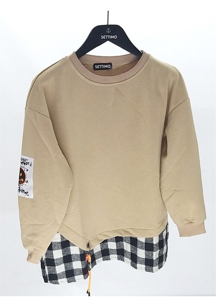 Settimo-Lsk Bej Ekose Detay Aksesuarlı Sweatshirt modelleri