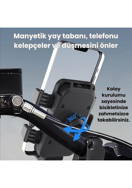 Motosiklet Scooter Gidon Bağlantılı Direksiyon A Takılan Telefon Tutucu