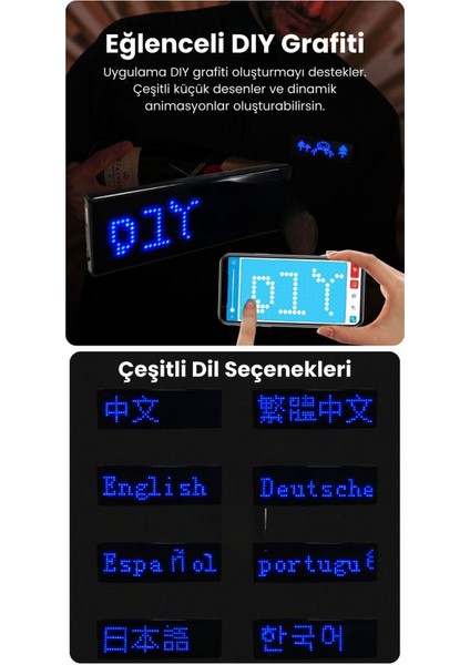 Ledli Yaka Kartı Dijital Ekran Yazı ve Animasyon Eklenebilen Telefon Kontrollü 9*3 cm modelleri