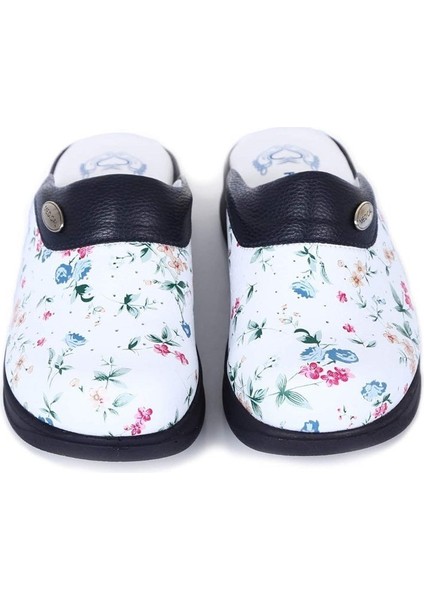 Siyah Çiçek Desenli Tam Ortopedik Sabo Terlik modelleri