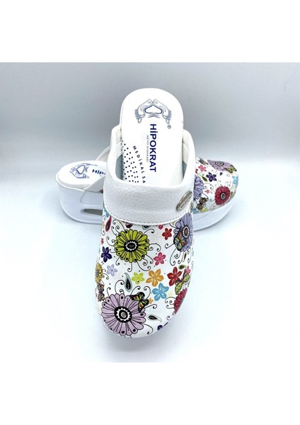 Çiçek Desen Havalı Taban Tam Ortopedik Sabo Terlik