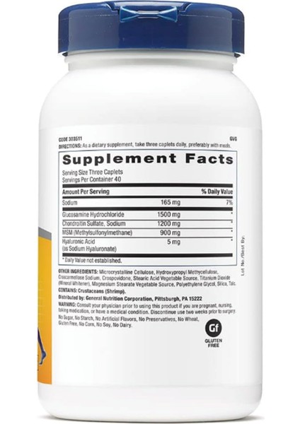 Triflex Targeted Joint, Bone & Cartilage Health With Glucosamine Chondroitin & Msm Support Mobility & Flexibility 120 Caplets.made In Usa