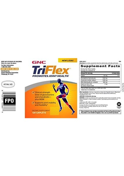 Triflex Targeted Joint, Bone & Cartilage Health With Glucosamine Chondroitin & Msm Support Mobility & Flexibility 120 Caplets.made In Usa