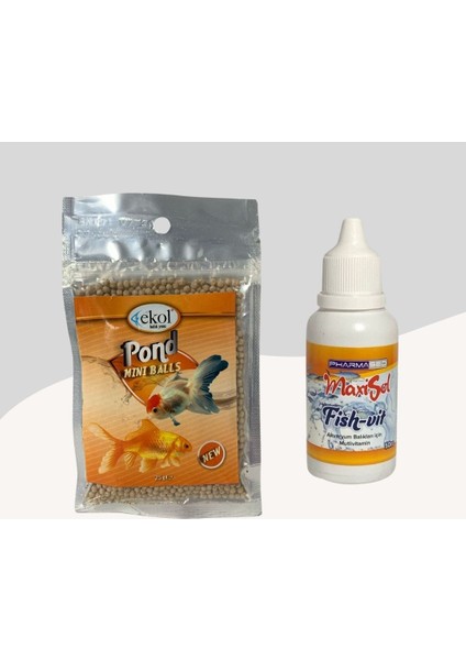 Pond Mini Balls Japon Balığı Yemi 25gr + Fishvit Multivitamin 50cc