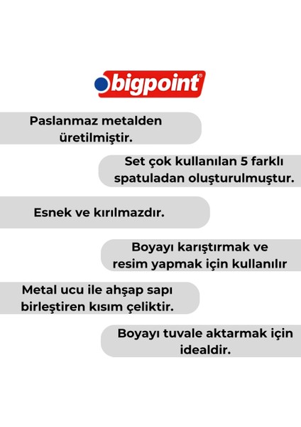 | Metal Spatula Seti, 5'li, Paslanmaz Çelik Bıçaklar, Ahşap Sap, Resim ve Boya Karıştırma Için Ideal