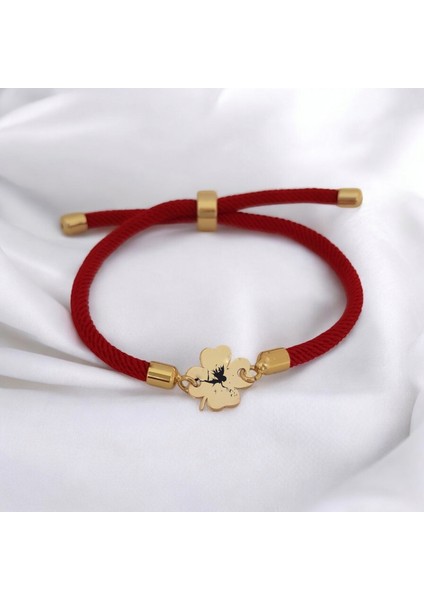 14 Ayar Altın Plakalı Özel Çiçek Desenli, Kırmızı Örgü Det Ayıyla Peri Sembollü Bileklik, Büyülü ve Masalsı Tasarımıyla Gençlere ve Ergenlere H Ayal Gücünü Besleyen Bir Hediye!